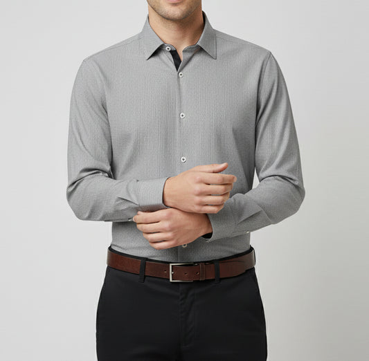 Light Grey In Self Stripes