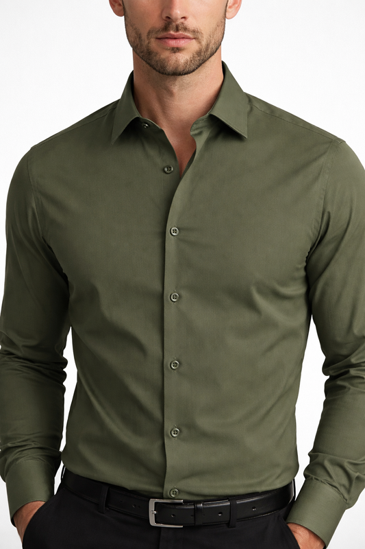Olive Green In Self Stripe