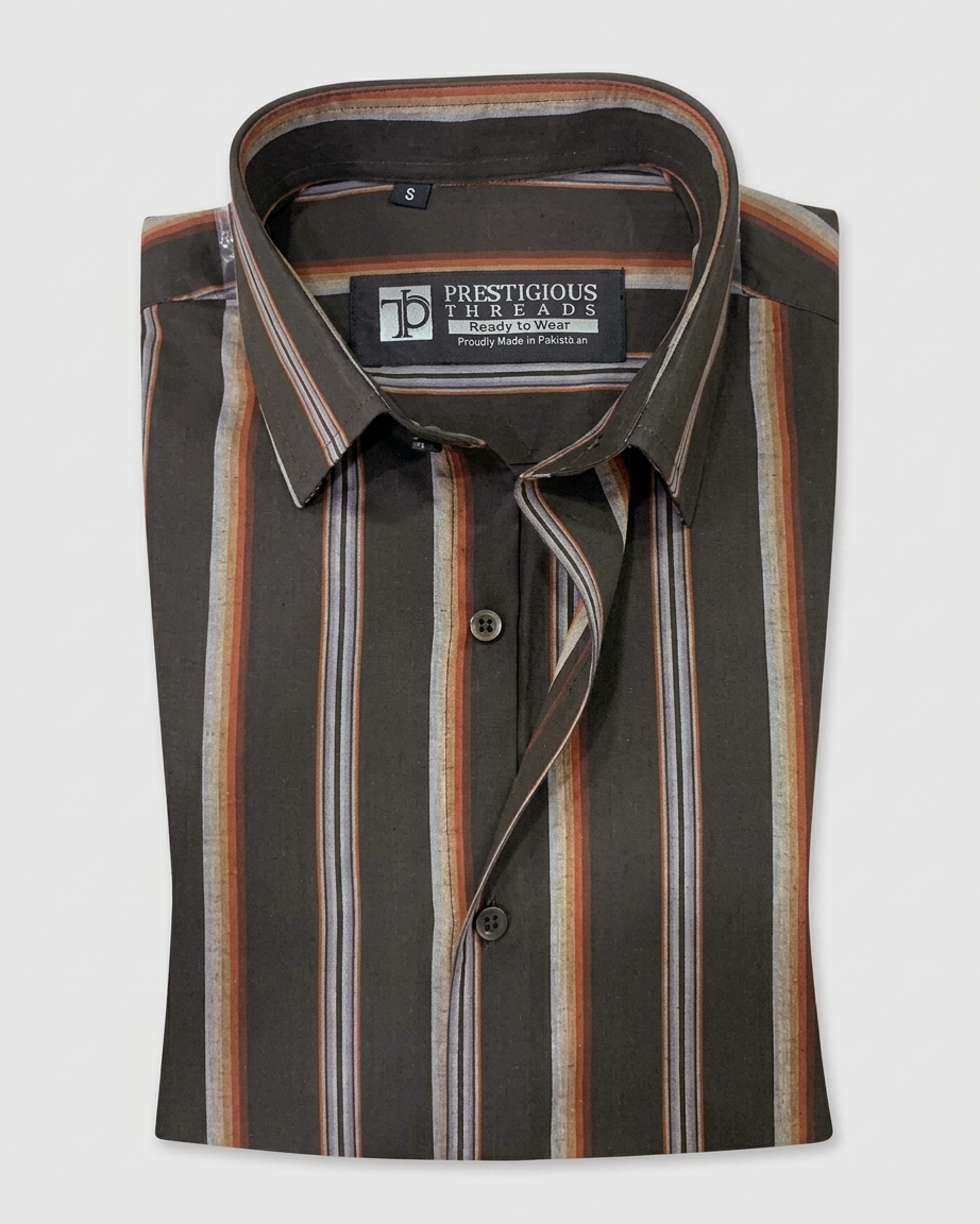 Charcoal Broad Multi Stripes