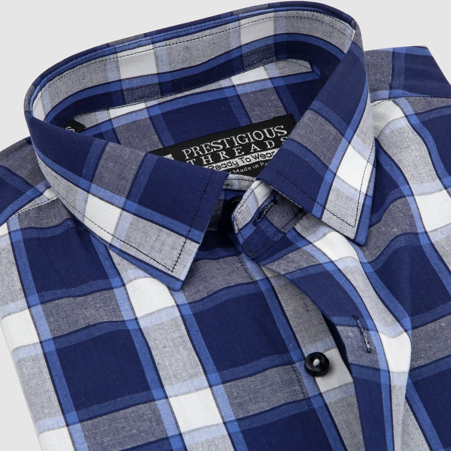 White & Blue Plaid Checks