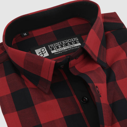 Red & Black Windowpane Checks