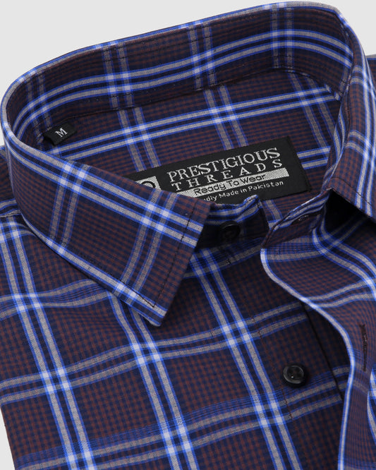 Brown & Blue Checks
