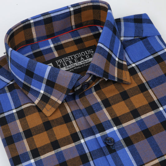 Blue & Brown Tartan Checks