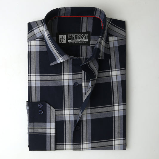 Navy & Grey Tartan Checks