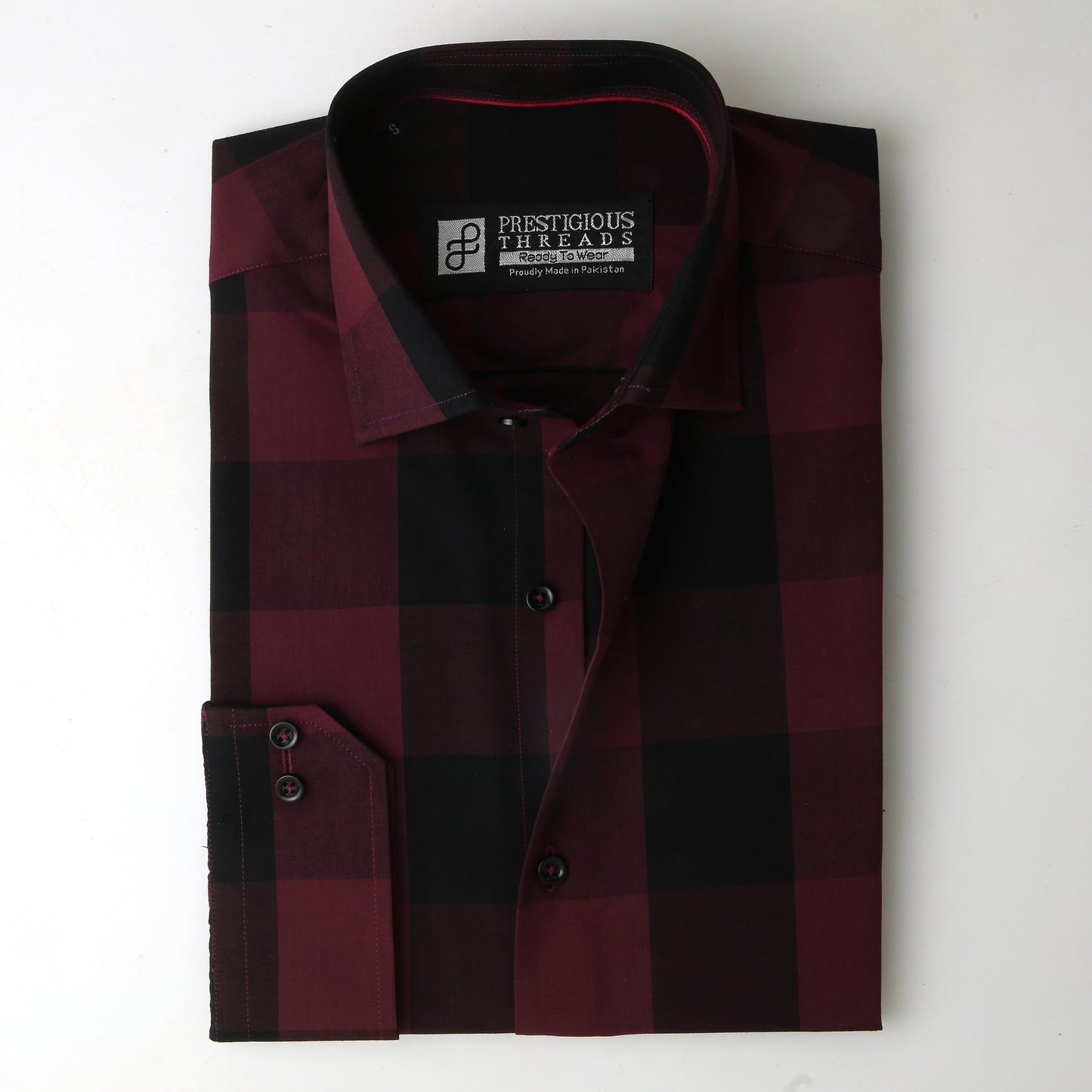 Maroon & Black Windowpane Checks