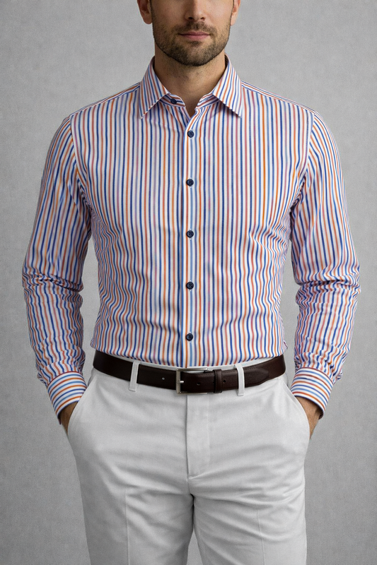 White Multi Color Stripes