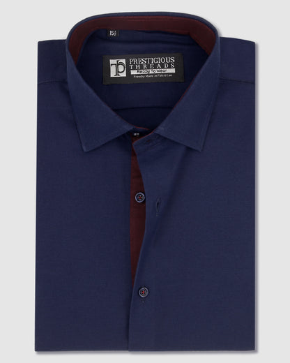 Navy Blue In Chambray Cotton