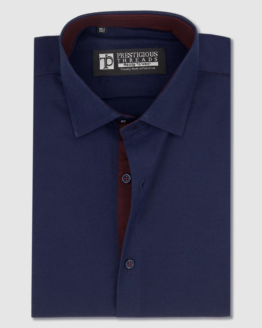 Navy Blue In Chambray Cotton