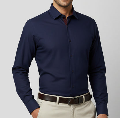 Navy Blue In Chambray Cotton