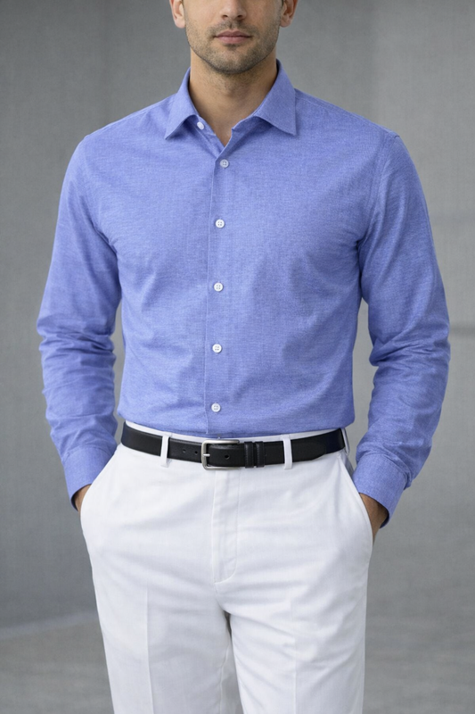 Sky Blue In Chambray Cotton