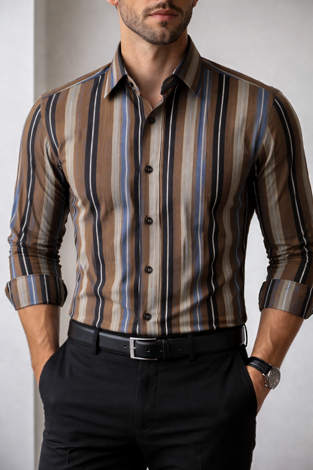 Brown Multi Color Stripes