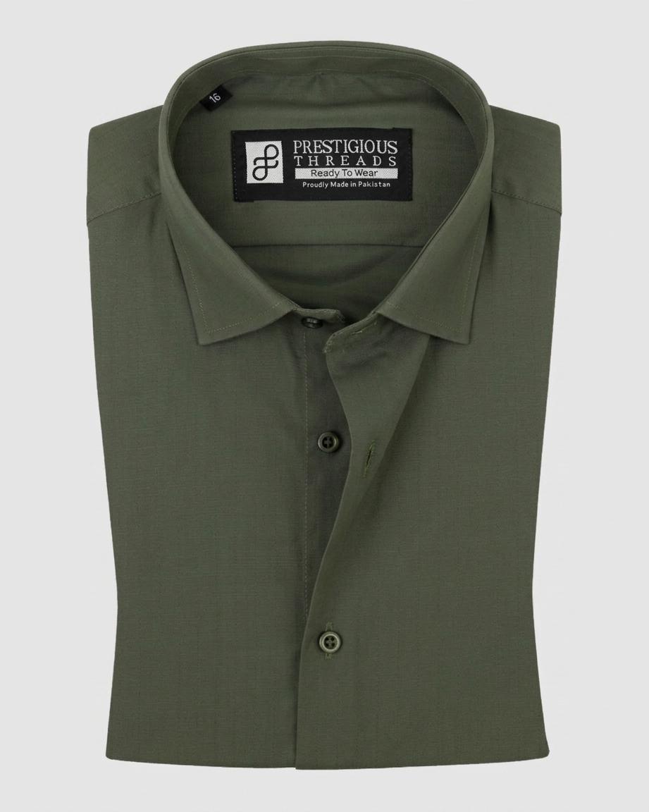 Olive Green In Self Stripe