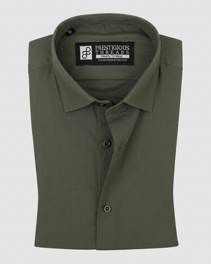 Olive Green In Self Stripe