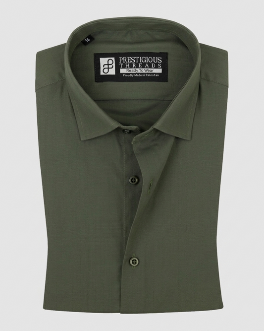 Olive Green In Self Stripe