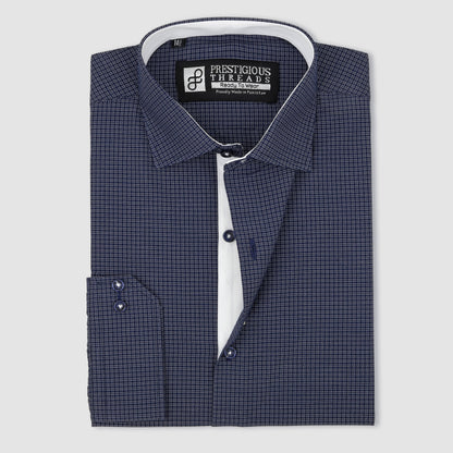 Blue & White Micro Checks