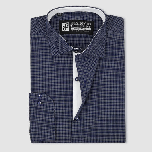 Blue & White Micro Checks