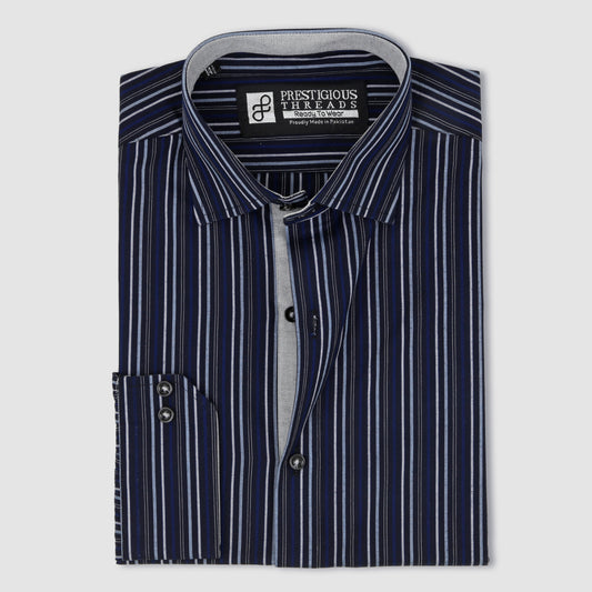 Dark Navy Multi Color Stripes