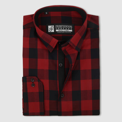 Red & Black Windowpane Checks