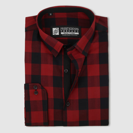 Red & Black Windowpane Checks