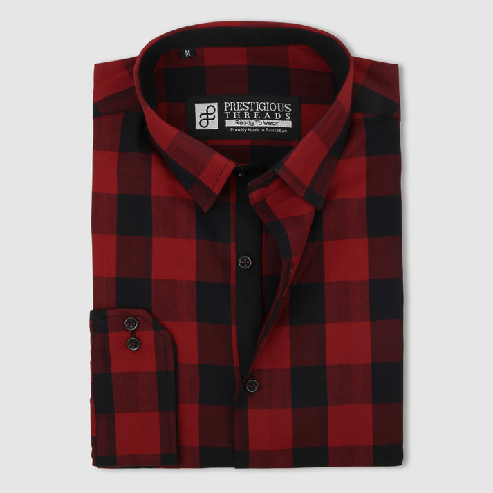 Red & Black Windowpane Checks – PRESTIGIOUS THREADS