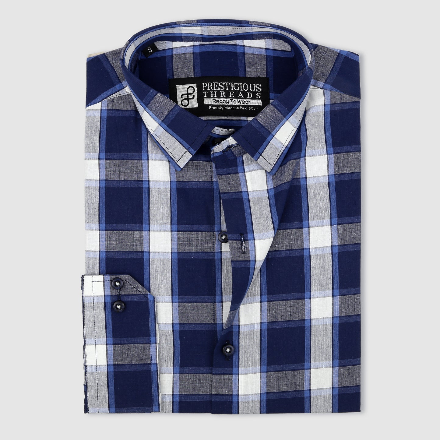 White & Blue Plaid Checks