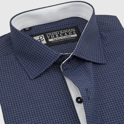 Blue & White Micro Checks