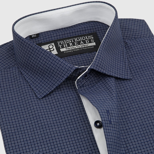 Blue & White Micro Checks