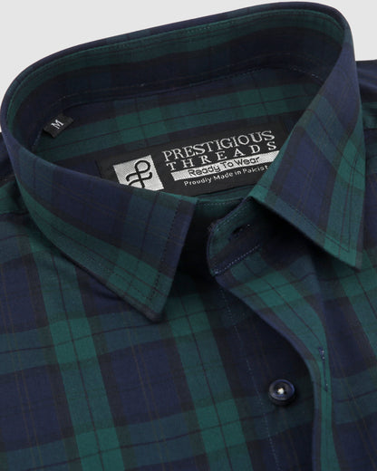 Dark Green & Blue Plaid Checks