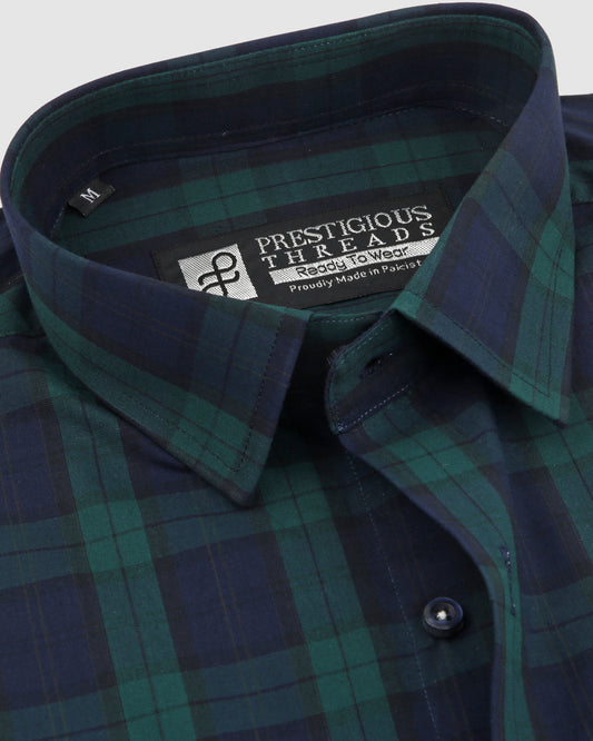 Dark Green & Blue Plaid Checks
