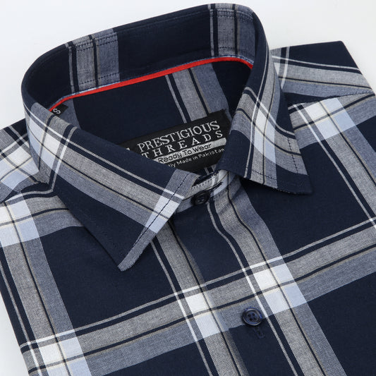 Navy & Grey Tartan Checks