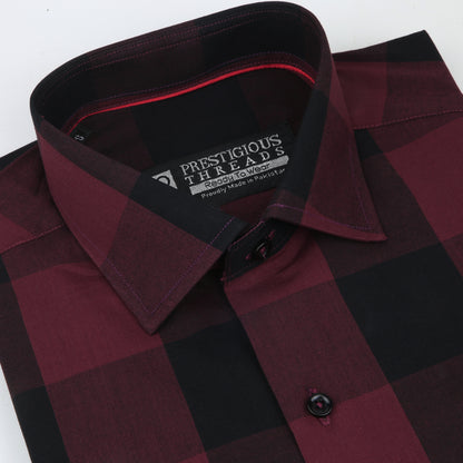 Maroon & Black Windowpane Checks