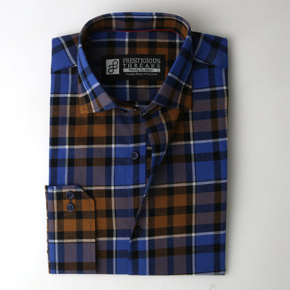 Blue & Brown Tartan Checks