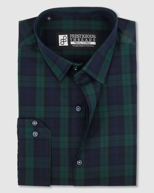 Dark Green & Blue Plaid Checks