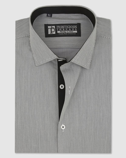 Light Grey In Self Stripes