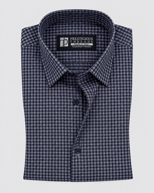Dark Navy Grid Check